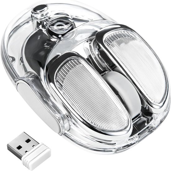 Q9 draadloze muis, 2.4G/BT dual mode, 4 instelbare dpi (800-4800), ultra-stille klik, RGB-ademend licht, 500 mAh lange batterijduur, draagbaar voor pc/laptop/Mac/tablet (zilver)