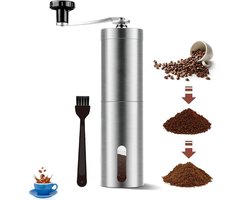 Handmatige Koffiemolen - Bonenmaler - Koffiemolen - Koffiebonen Maler - Koffiemaler - Koffiebonen Maler - Coffee Grinder - Koffiemolen Handmatig - Handmolen - 4 Verstelbare Standen - RVS - Maalsysteem - Met Kwast - Voor Kruiden Noten, Specerijen