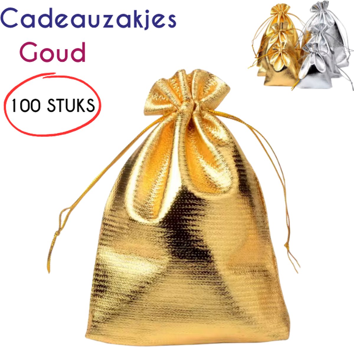 S4D® - Cadeauverpakkingen - Luxe Cadeauzakjes - Geschenkzakjes - uitdeelzakjes - 100 STUKS! - 10x15 CM - Goud - Maak Van Ieder Cadeau Een Waar Kunstwerk
