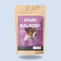 Spark puppy hondenbrokken met kalkoen en eend. Lichte paarse verpakking met een puppy.