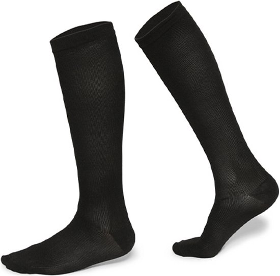 ATTREZZO® Compressie kousen – Maat 41-46 - Zwart - Compressie sokken – Steunkousen - sport vliegtuig hardlopen