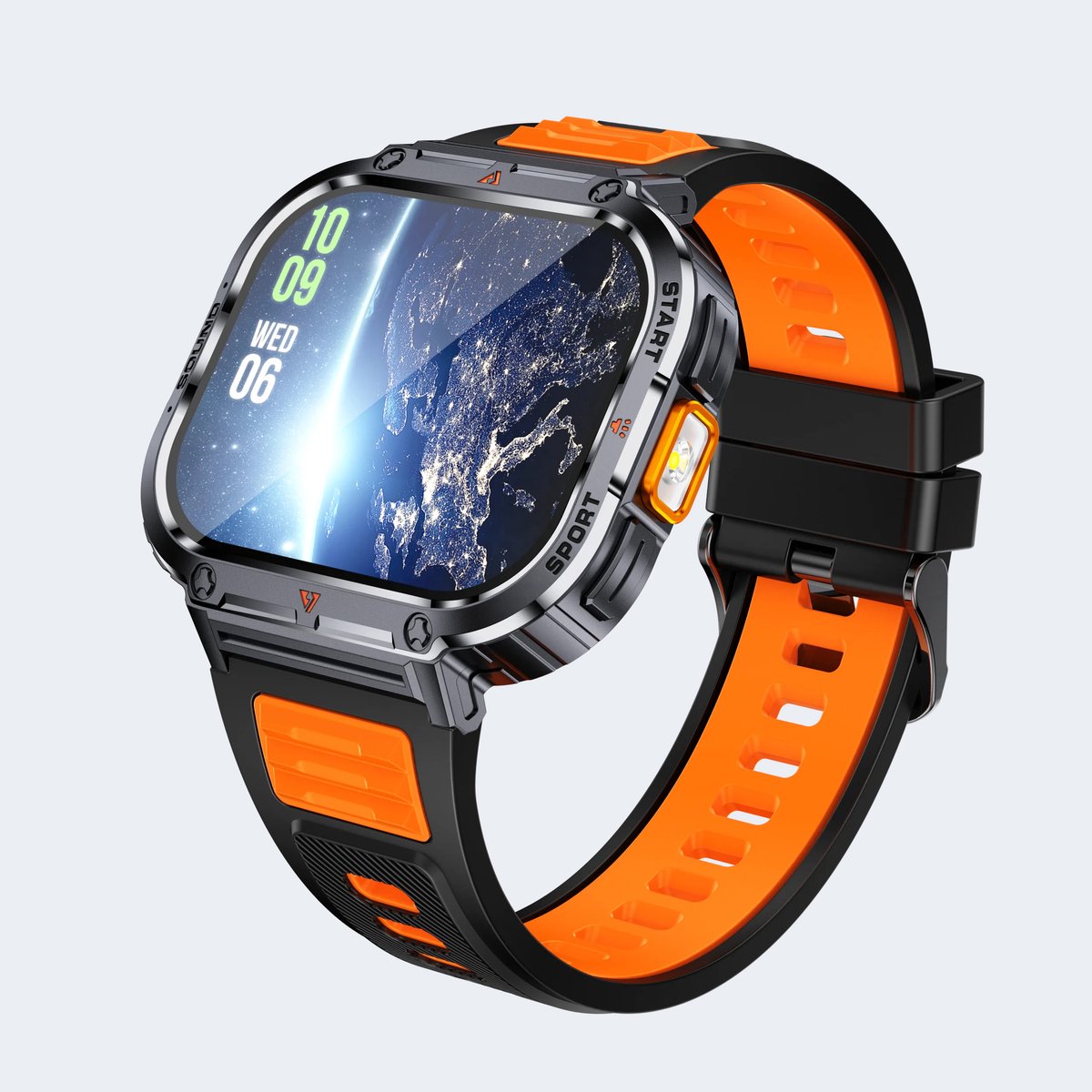 Smartwatch, kh50 ORANJE, Smartwatch Dames en Heren, Horloge, Smartwatch Bluetooth, Sporthorloge, Horloge Heren en Dames, Activity Tracker, Smartwatch Android, IPS Scherm, IP68 WATERDICHT, 30 Dagen Standby, Smartwatches geschikt voor IOS, Android