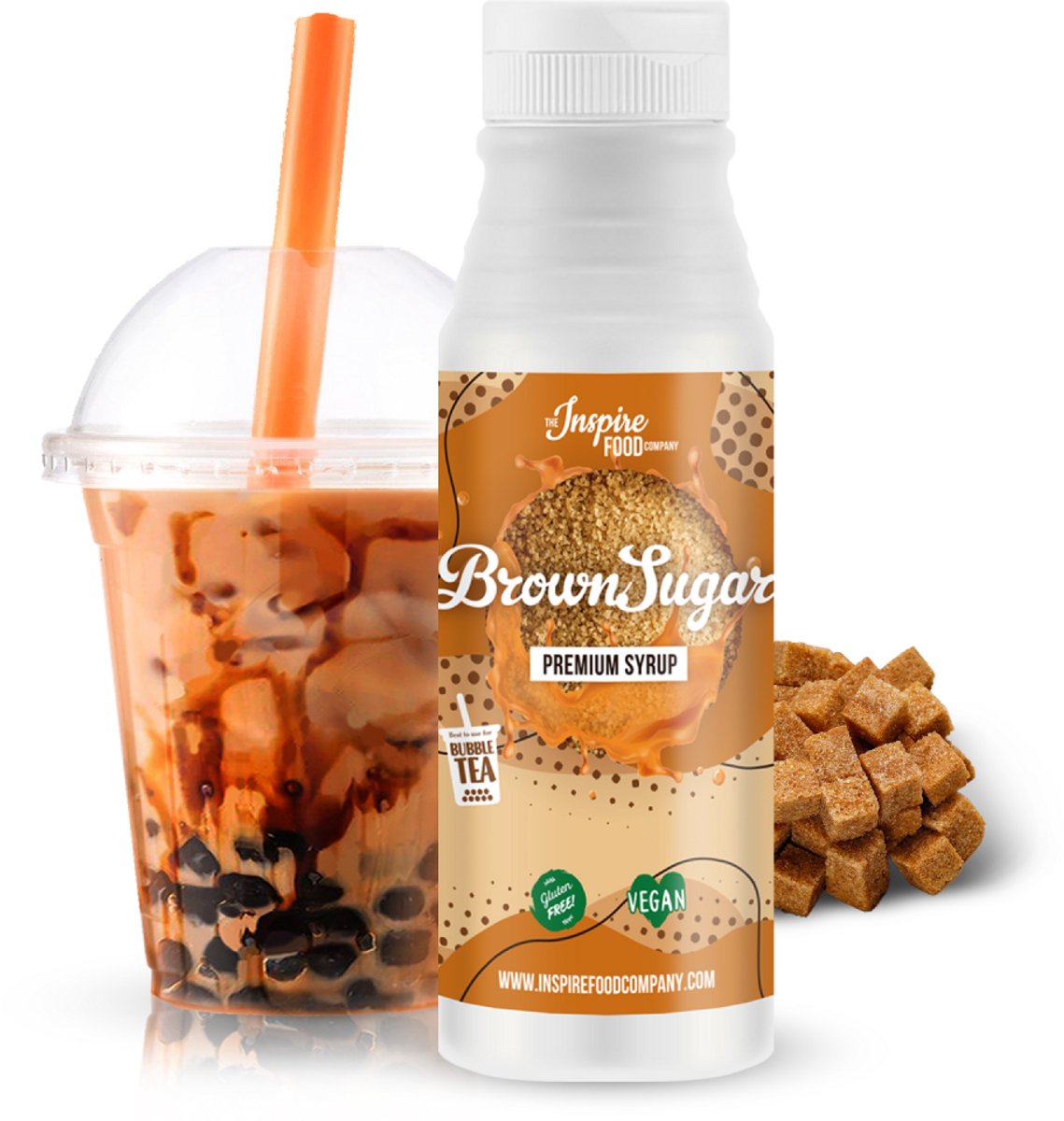 Inspire Food Company - Bruine Suiker Bubble Tea Siroop - 100% natuurlijk, geen kunstmatige kleurstoffen toegevoegd - 300 ML