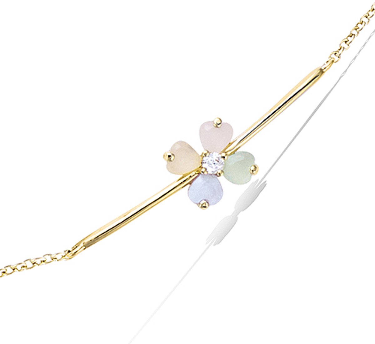CHIVAL Armband 18K Goud Vergulde Armband "Sweet Flower" - Elegant, Hypoallergeen, Pastelkleuren, Subtiel, Vrolijk, Sieraad, Bloem, Luxe, Cadeau voor haar, Liefde, Romantiek, Geschenkverpakking