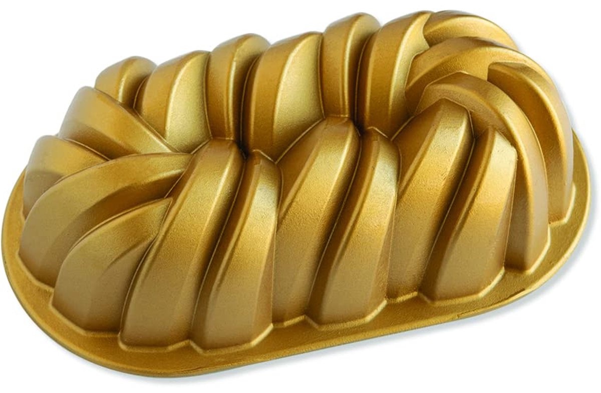 Ibenzoa® Gouden Tulband Bakvorm met Gevlochten Patroon voor Perfecte Creaties
