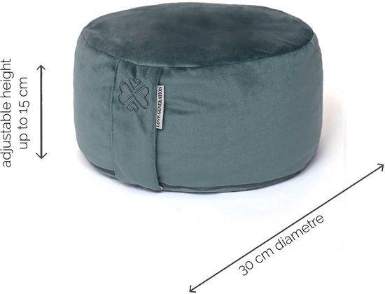 Love Generation - Meditatiekussen - Rond - Velvet - Steenblauw van Merkloos — afbeelding 3
