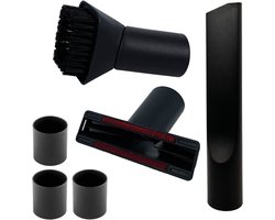 Universele set zuigmondjes - nadenzuiger, meubelmondje, plumeau - | ø 35mm aansluitingen met 3 reduceer ringen naar ø 32 mm | Geschikt voor o.a. AEG, Bosch, Electrolux, Nilfisk, Miele, Philips, Numatic, Siemens en andere merken | Multaparts® huismerk