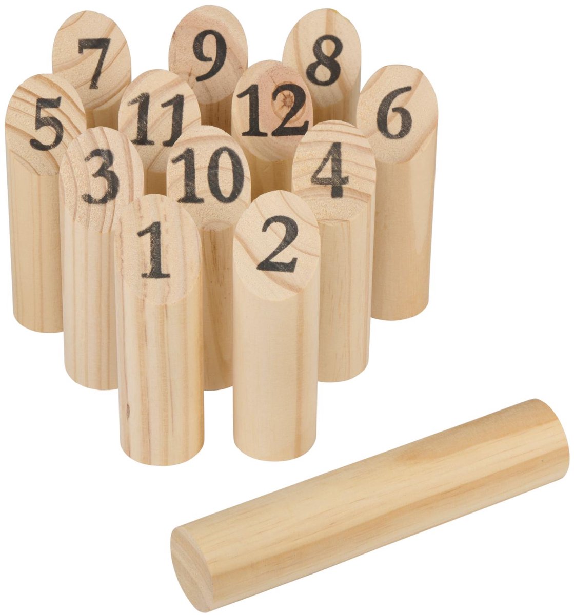 Eddy Toys Houten Pinspel 13-delig - Buitenspel voor Kinderen en Volwassenen - Tradionele Finse Werpspel van Hout - Outdoor Familiespel met Nummers