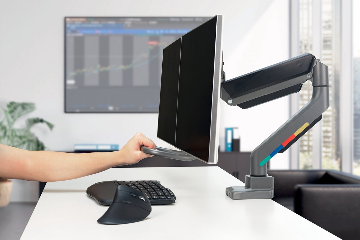 Kensington SmartFit Dubbele Monitor arm met Crossbar en Handgreep thumbnail 5