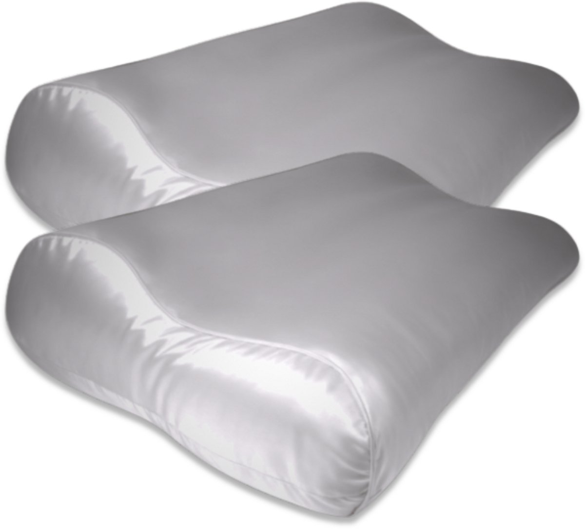 2x Zijden Kussensloop Pearl Grey Ergonomisch - 19MM - Silk Heaven - 40x60cm