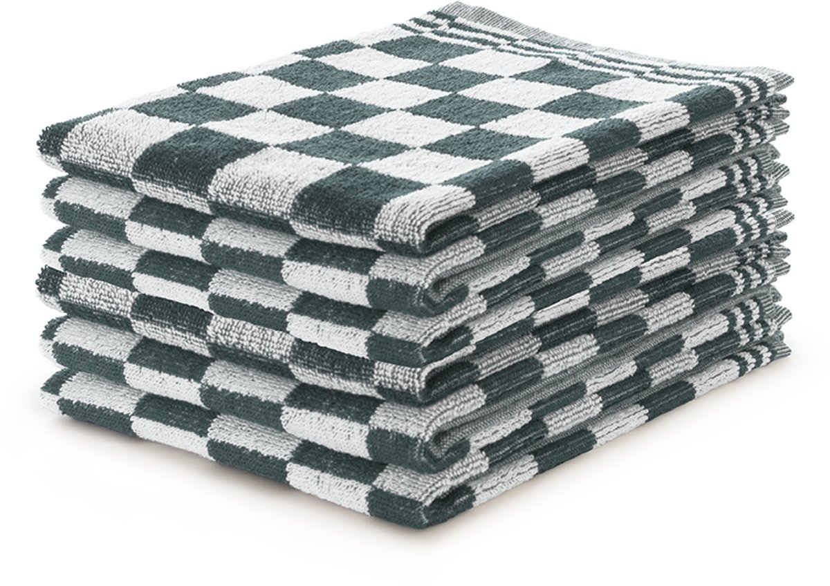 LINNICK Keukendoeken Set Blok Donker Groen – 50x50 – Set van 6 – Geblokt – Blokdoeken – 100% katoen – Keukendoek – handdoeken