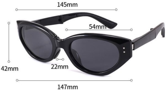 Zonnebril - Classic Zonnebrillen - Dameszonnebril - Opvouwbare Zonnebril - met Opbergdoos - Ultralichte Zonnebril - Retro Zonnebril - UV-bescherming - voor Fietsen, Rijden, Hardlopen - Zwart van Merkloos — afbeelding 5