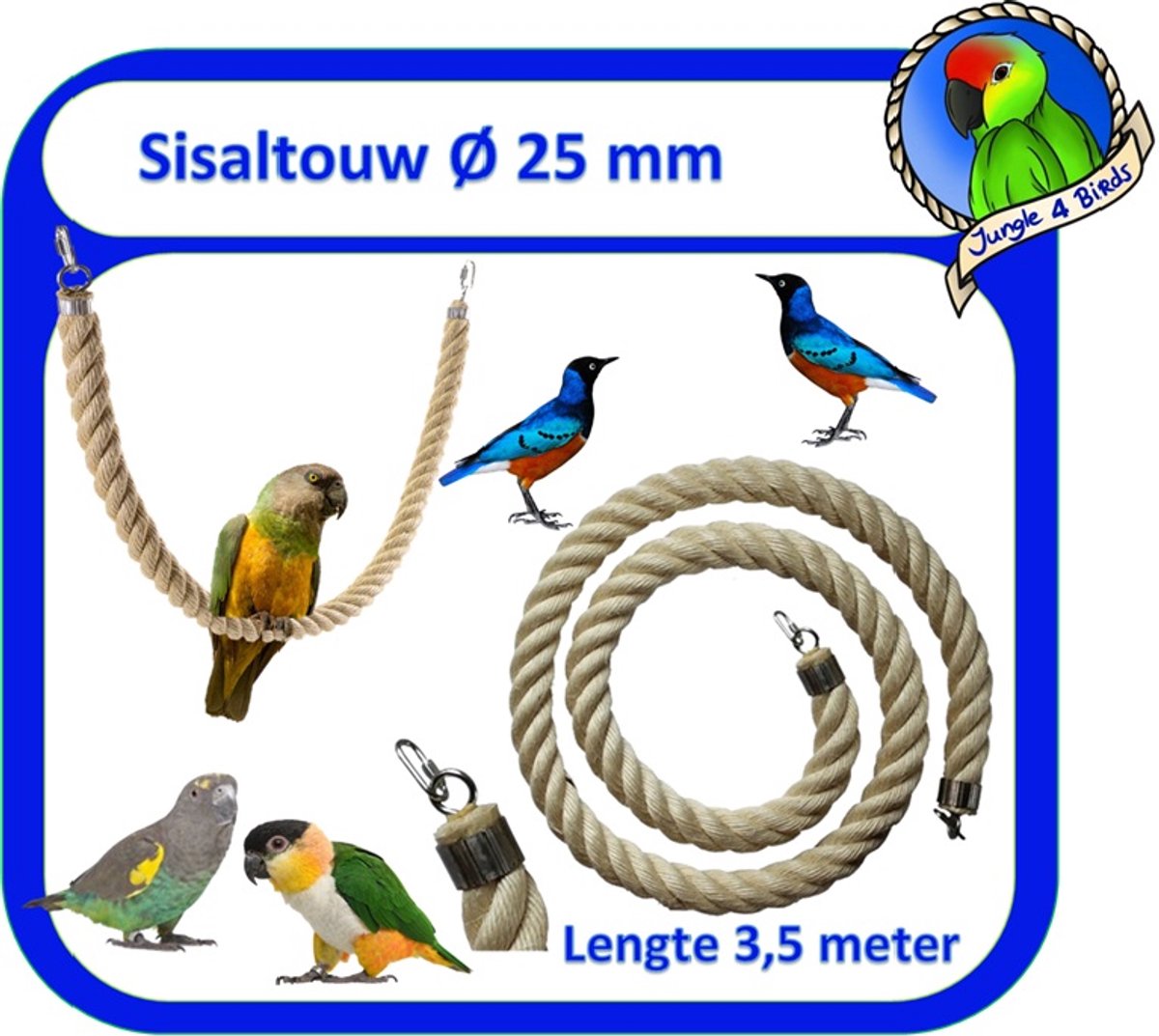 Jungle sisal touw Ø 25 mm & 350 cm lang (Vogeltouw )