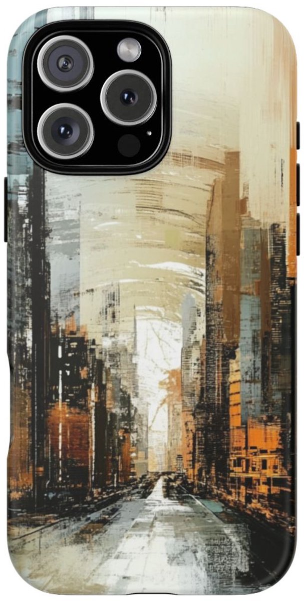 Abstracte Stedelijke Skyline – Telefoonhoesje Geschikt voor iPhone 16 Pro Max