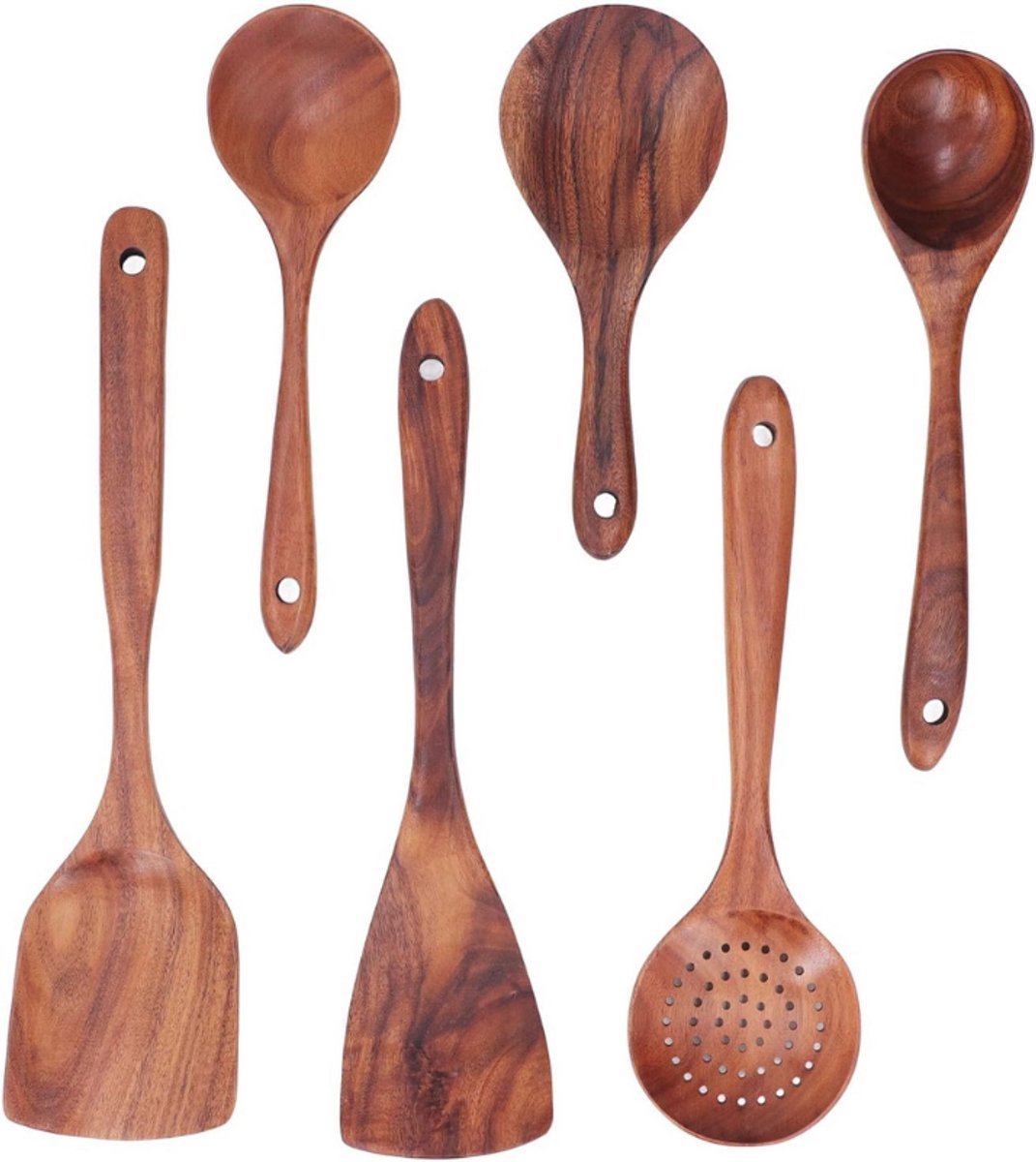 Thuys – 6 – Delige Houten – Keukengerei Set – Massief Hout – Spatels En Lepels – Onmisbaar – Voor Elke Keuken – Duurzaam – Stijlvol