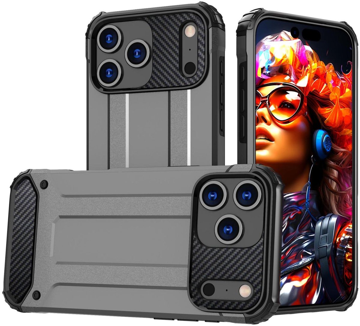 Mobigear Hoesje geschikt voor Apple iPhone 17 Pro Telefoonhoesje Hardcase | Mobigear Outdoor Backcover Shockproof | Schokbestendig iPhone 17 Pro Telefoonhoesje | Anti Shock Proof - Grijs