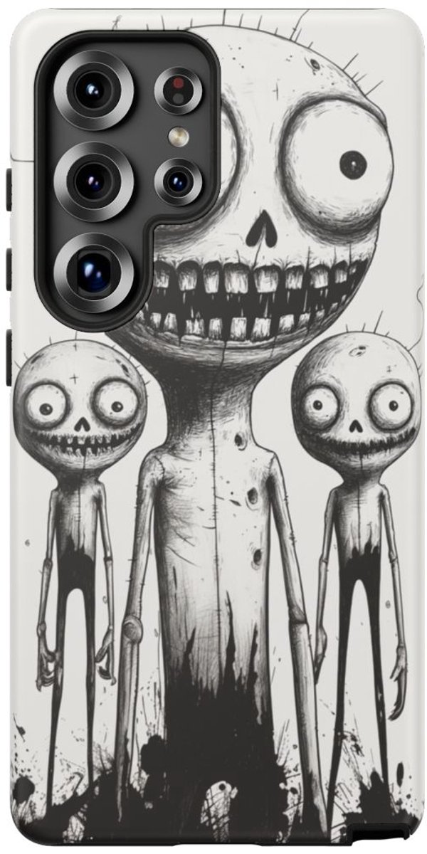 Drie Slijmerige Monsters in Lijntekening – Telefoonhoesje Geschikt voor Galaxy S25 Ultra
