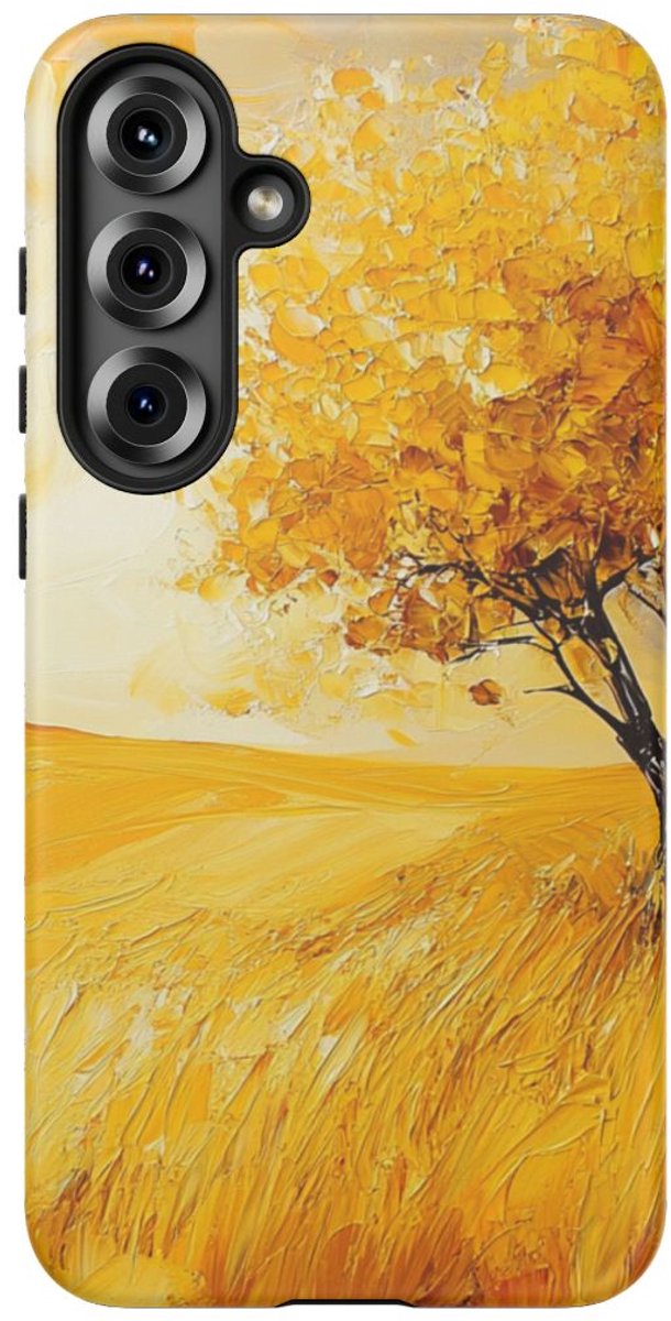 Gouden Herfstboom in Landschap – Telefoonhoesje Geschikt voor Galaxy S25 Plus