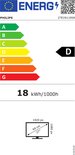 Energie-etiket voor Philips monitor 27E1N1100A, klasse D, 18 kWh/1000h, 27 inch, Full HD.