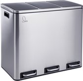 SVITA TM3X18 Prullenbak 54L - afvalbak afvalscheiding zilver