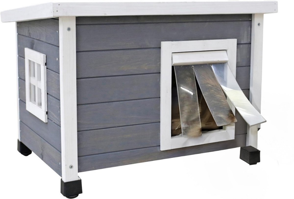 Kattenhuis voor Buiten - Kattenhok Binnen - Kattenbench - Kattenren - Grijswit