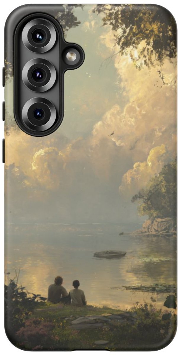 Vredig Meerlandschap met Vriendschap – Telefoonhoesje Geschikt voor Samsung Galaxy S25