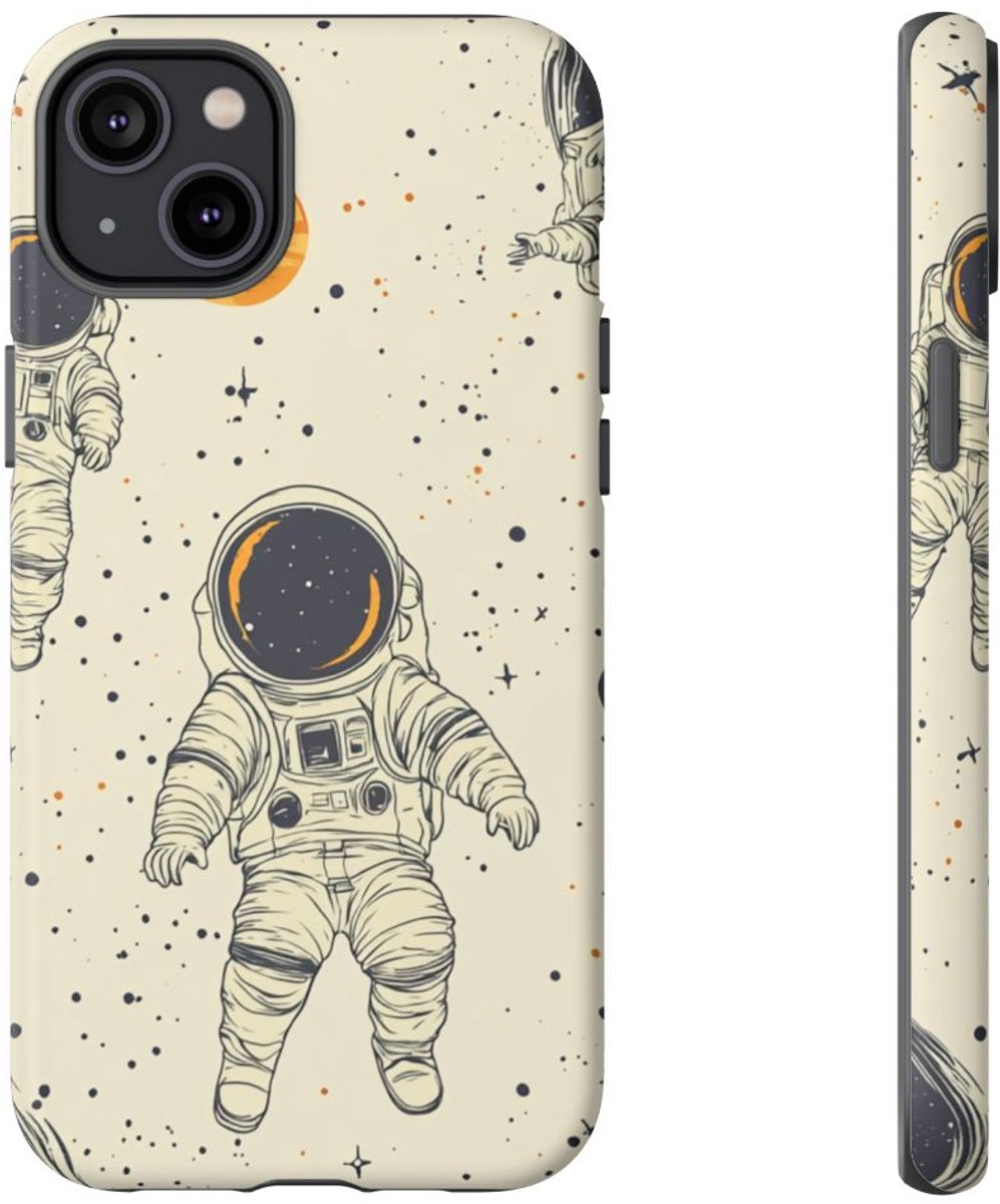 Kleine Astronauten en Ruimtepatroon – Telefoonhoesje Geschikt voor iPhone 14 Plus