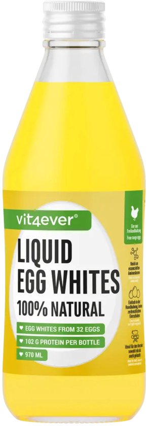 Vit4ever - Protéines liquides - 970 ml - 102 g de protéines par bouteille - Issu d'œufs de poules élevées en plein air - Idéal pour les shakes, les omelettes et la pâtisserie - Sans matières grasses, sans lactose, sans gluten