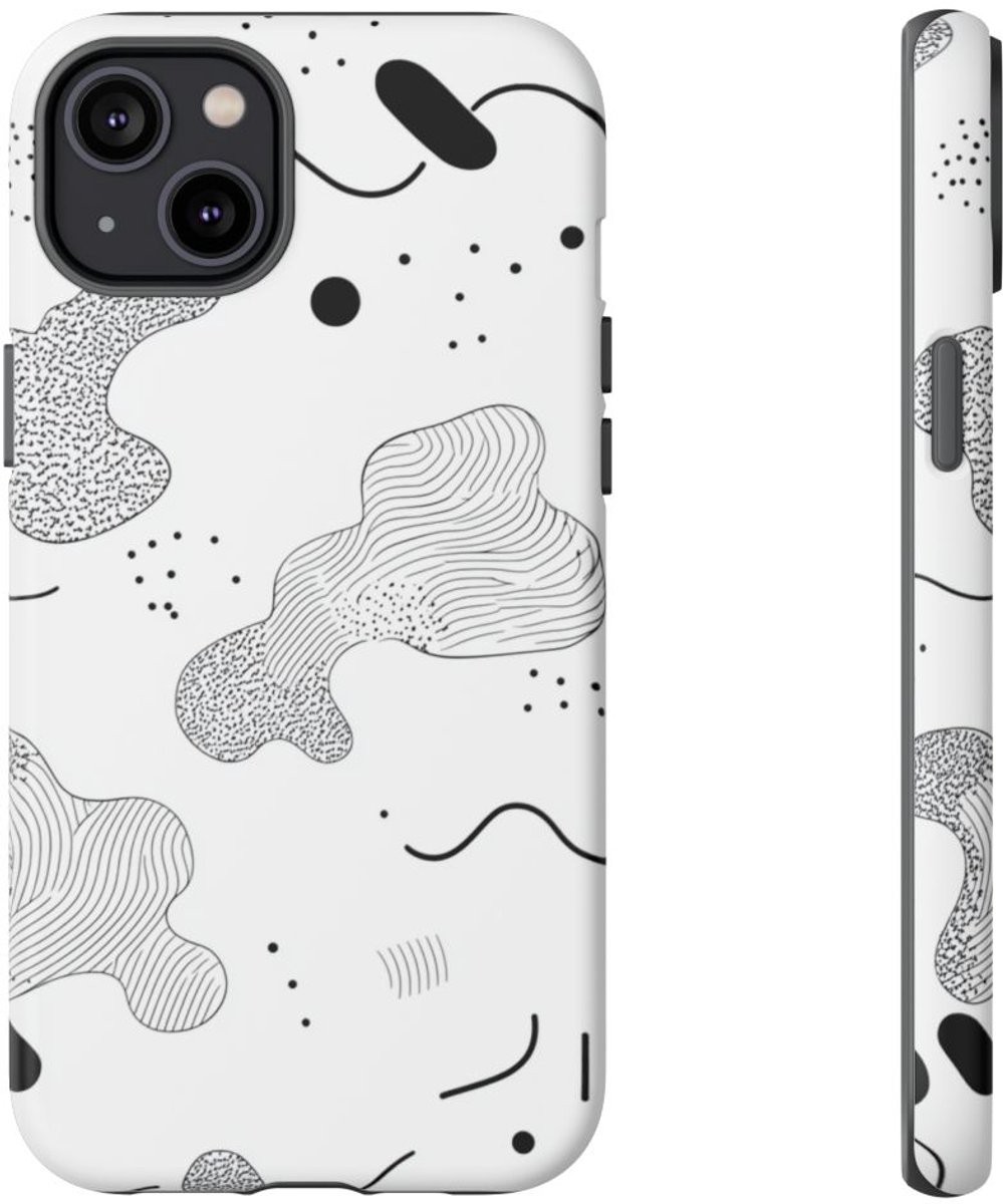 Abstract Zwart-Wit Minimalistisch Patroon – Telefoonhoesje Geschikt voor iPhone 14 Plus