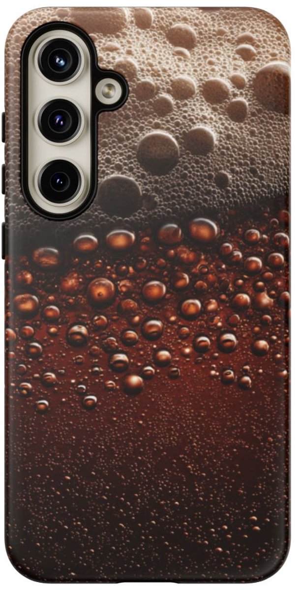 Donkerbruine Bierachtig Schuimstructuur – Telefoonhoesje Geschikt voor Galaxy S24 Plus