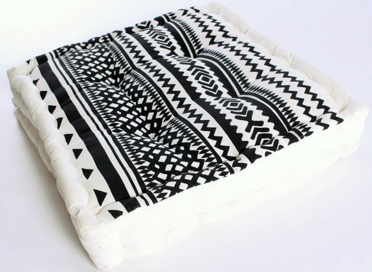 Tuinstoelkussens zwart wit Grafisch/Matras stoelkussen 40 x 40 x 6 cm Katoen