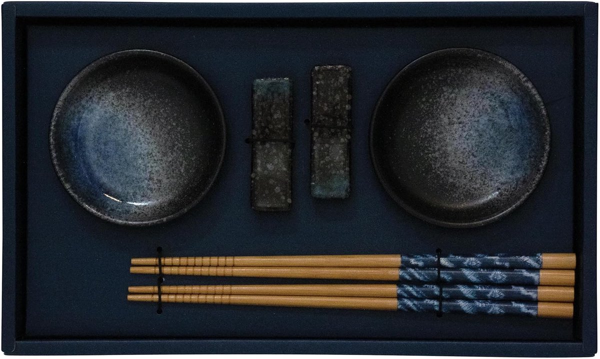 Pip Studio Oriental Flower Festival sushi serviesset 6-delig • Blauw