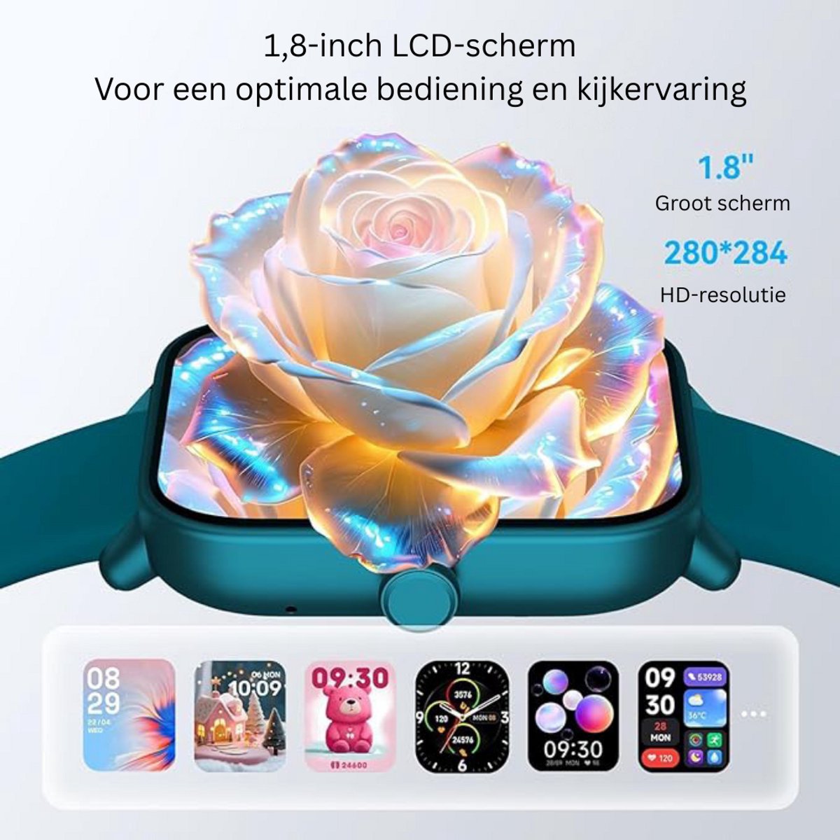 Afbeelding 2 van Sporthorloge Zwartgroen Dames en Heren Smartwatch