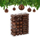 kerstballen set van 138 - plastic - Ø 3, 4, 6 cm - onbreekbaar - bruin