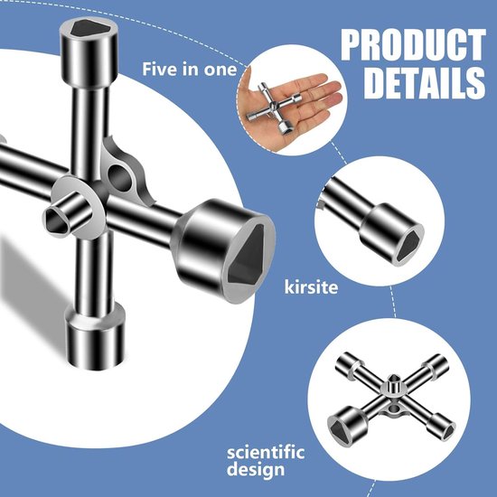 Triangle Wrench - 4-way - 5 Inner Size 5mm/8mm/9mm/10mm/13mm - Sleutel voor Elektriekast - Driehoekige Sleutel van Merkloos	 — afbeelding 3