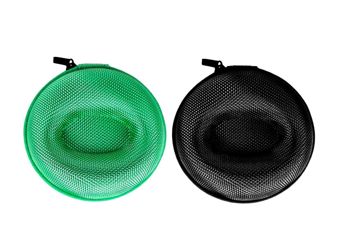 LATRAT 2 stuks draagbare horlogedoos, ronde horlogeetui, reiskoffer, gevoerde horlogedoos, van horloges, smartwatches, koptelefoon, halsketting, armband (groen, zwart)