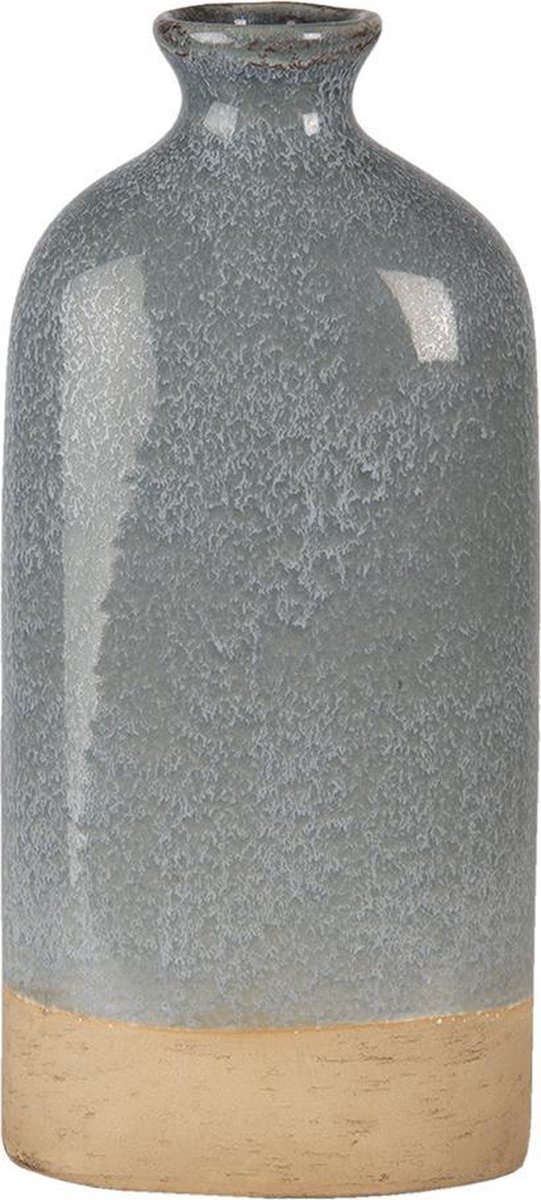 Clayre & Eef Vaas 11x7x25 cm Grijs Keramiek Rond Decoratie vaas