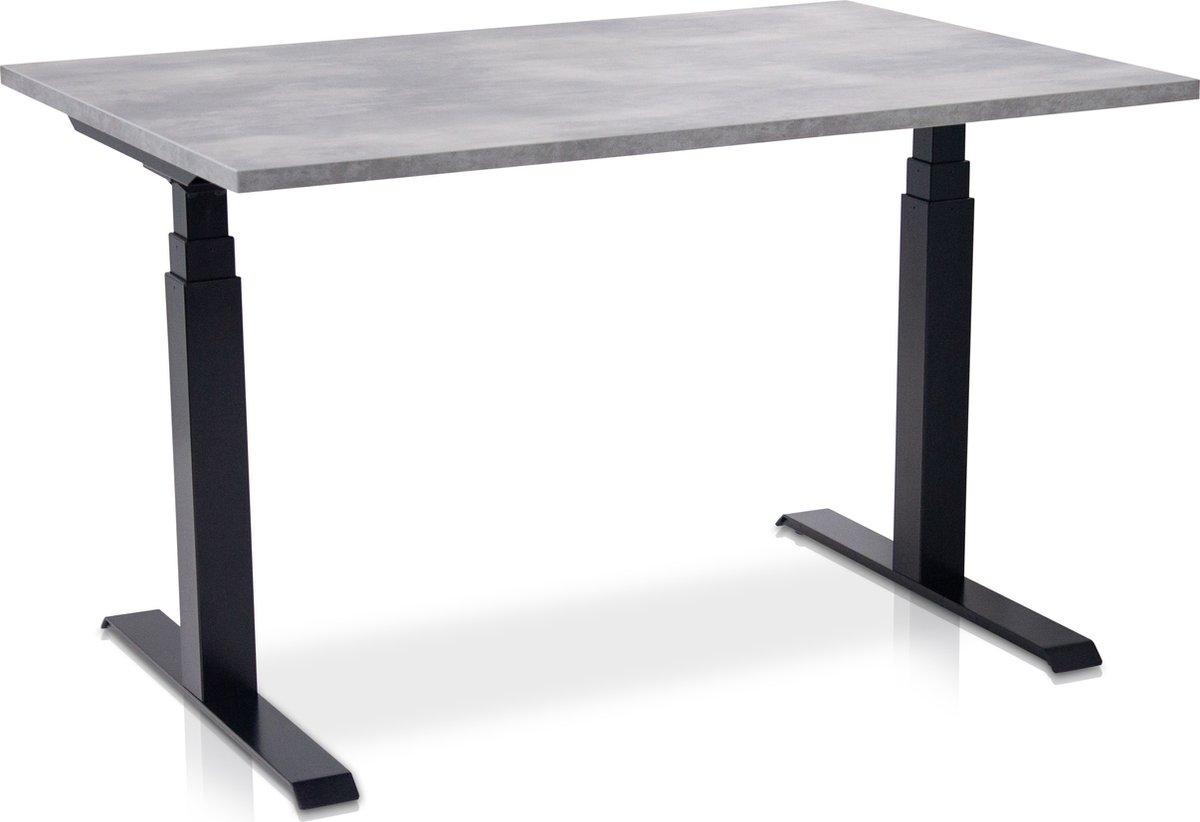 Multi Ratio Zit-sta bureau elektrisch verstelbaar - MRC PRO NEN-EN 527 | 140 x 80 cm | frame zwart - blad betonlook | memory functie met USB | 150kg draagvermogen Zwart frame