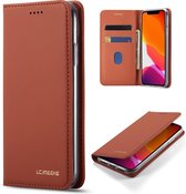 GSMNed - Leren telefoonhoesje bruin - Luxe iPhone 12/12 Pro hoesje - portemonnee - pasjeshouder iPhone 12/12 Pro - bruin