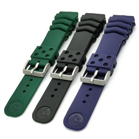 20mm Rubber Siliconen  horlogeband zwart passend op Seiko Citizen 20 mm armband Bandje - Horlogebandje horlogeband - Merkloos