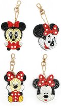 Diamond Painting Minnie Mouse Sleutelhangers - 4 stuks - Hobbypakket - Aan beide zijde te beplakken