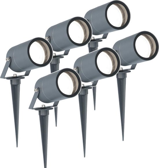 HOFTRONIC 6x HOFTRONIC Spikey - Tuinspot voor buiten - LED - Antraciet - 6000K Daglicht wit - Waterdicht - 5 Watt - Voor het uitlichten van planten/struiken en bomen