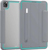 Voor iPad Pro 11 (2020) / (2018) Acryl + TPU horizontaal Flip Smart Leather Case met drie-vouwbare houder & Pen-sleuf & Wake-up / Slaapfunctie (lichtblauw + grijs)