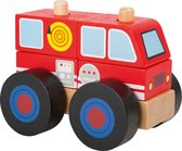 Houten brandweer auto - Bouwvoertuig -  Brandweerwagen hout - FSC - Speelgoed vanaf 2 jaar jongen