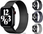 Milanees Bandje / Geschikt voor Apple Watch bandje / 42 mm / 44 mm / 45 mm / iWatch Horlogebandje / Series 1 2 3 4 5 6 7 SE / Roestvrij / RVS - Zwart - Black