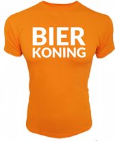 Oranje heren t-shirt met witte opdruk "BIERKONING" - XS