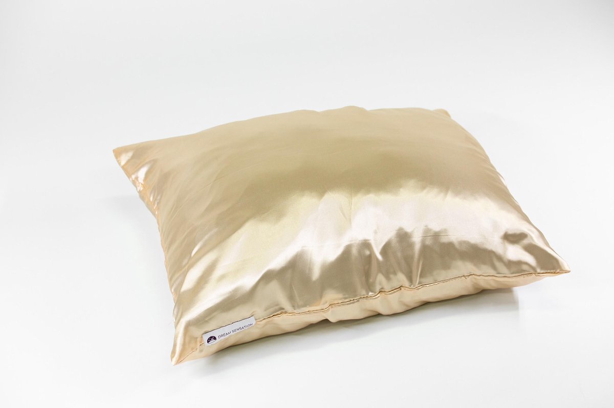 Dream Sensation Luxe Satijnen kussensloop Champagne / silk pillow case champagne – Satin SINGLE pack / luxury line / kussensloop satijn / 60*70cm