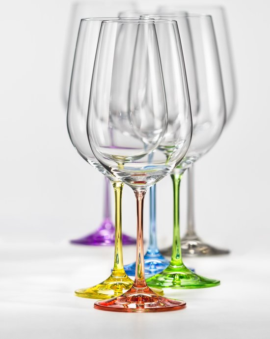 6 Kristallen Witte wijnglazen Rainbow 550ml. 6 stuks | bol.com