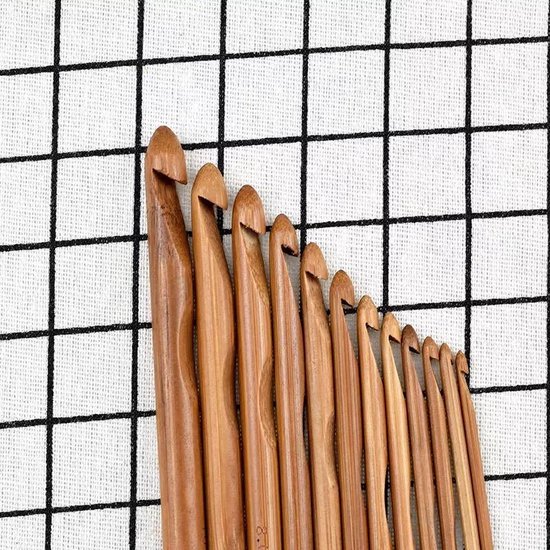 12-Delige Ergonomische Haaknaalden- Bamboe Crochet Haaknaaldensetset van 12 stuk - LOUZIR