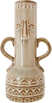 Vaas voor Bloemen - Face Beige - 16,5x12,5xh30cm - Rond Aardewerk